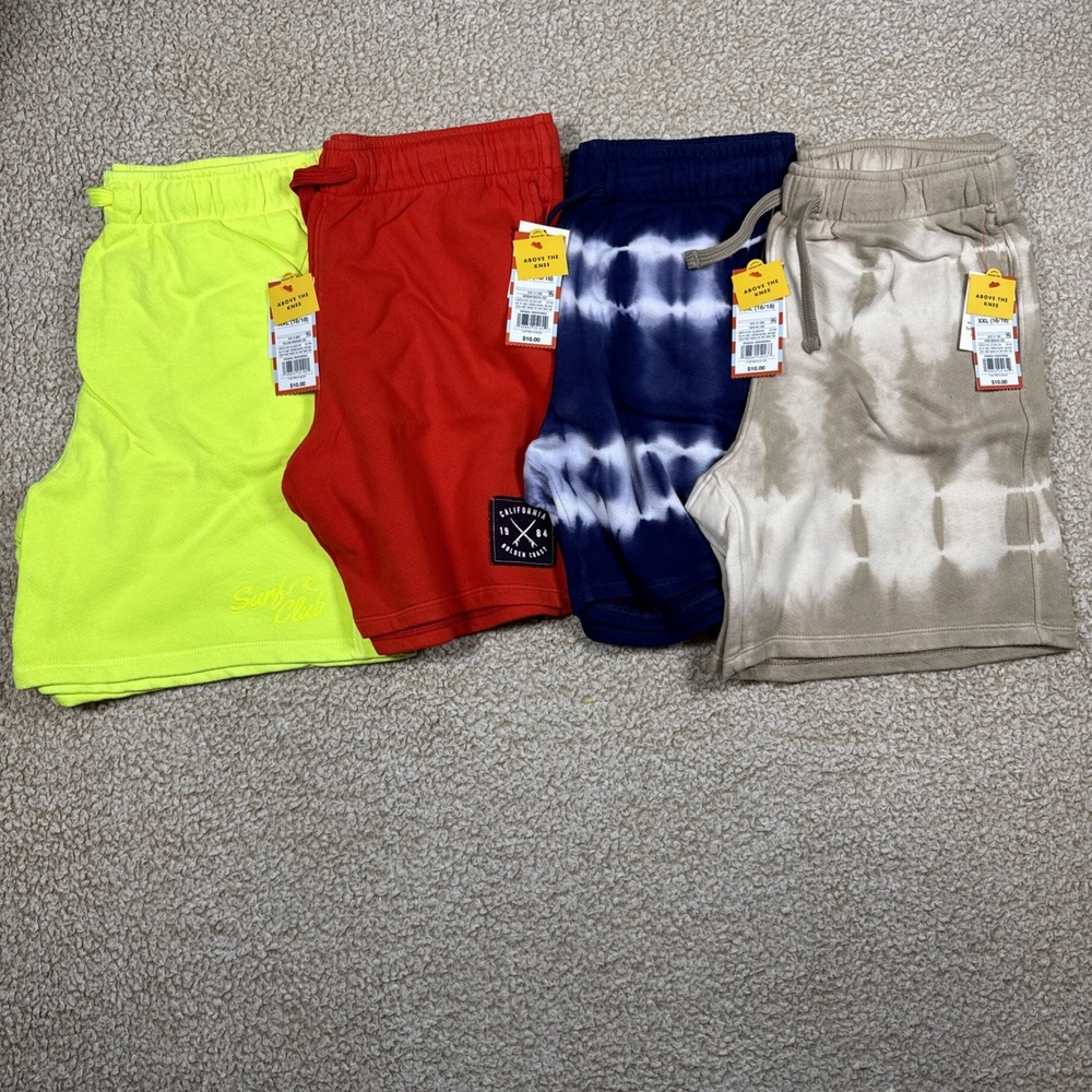 Lot of 4 NWT Cat & Jack Boys 16-18 Shorts Above Knee Comfy Red Tan Blue Yellow